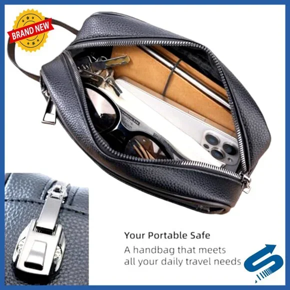 Men's Clutch Bag with Combination Lock Large Capacity Travel Security Pouch